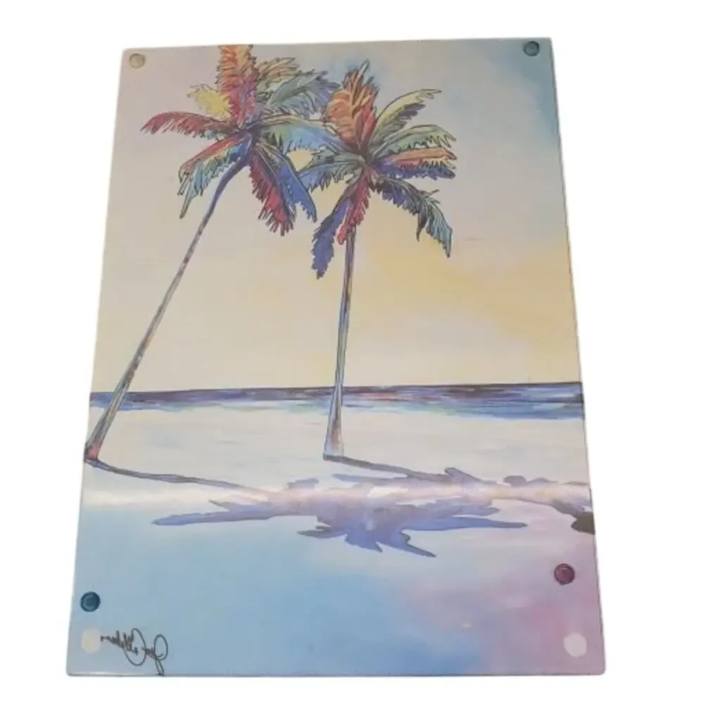 Paradise Palm Signed Glass Cutting Board by Jen Callahan 16